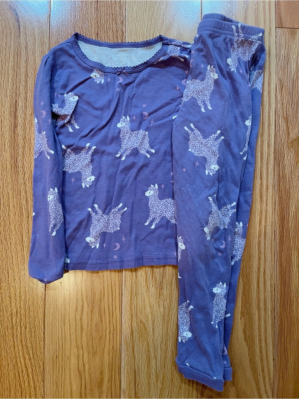 Girls Long Sleeve Llama Pajama Set in Purple